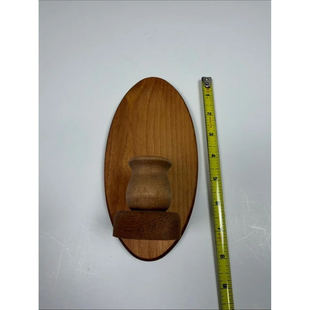 Vintage Mid Century Modern Teak Wall Candle Hold Scandinavian Style Wood Sconce